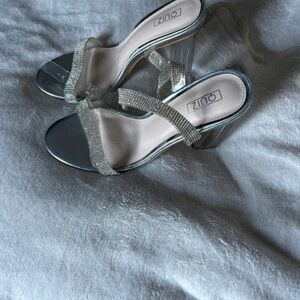 Silver Strappy Heeled Sandals